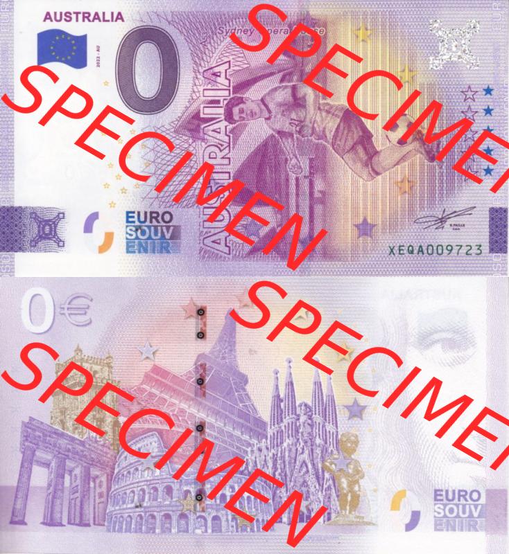 0-Euro Souvenirscheine Deutschland 2022-AU, Fußball-WM in Katar XEQA, Australien - Australia (3) Sammlung