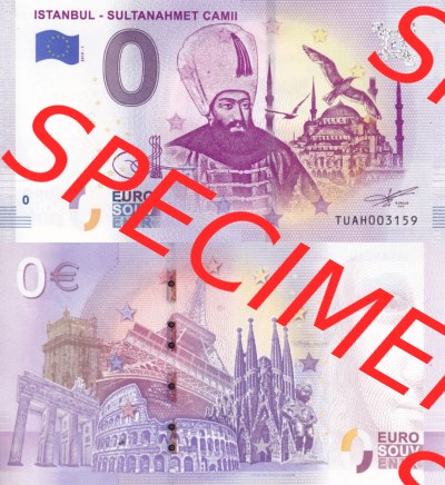 0-Euro Souvenirscheine Türkei 2019 (Stück 1), TUAH, Istanbul - Sultanahmet Camii (3) Sammlung