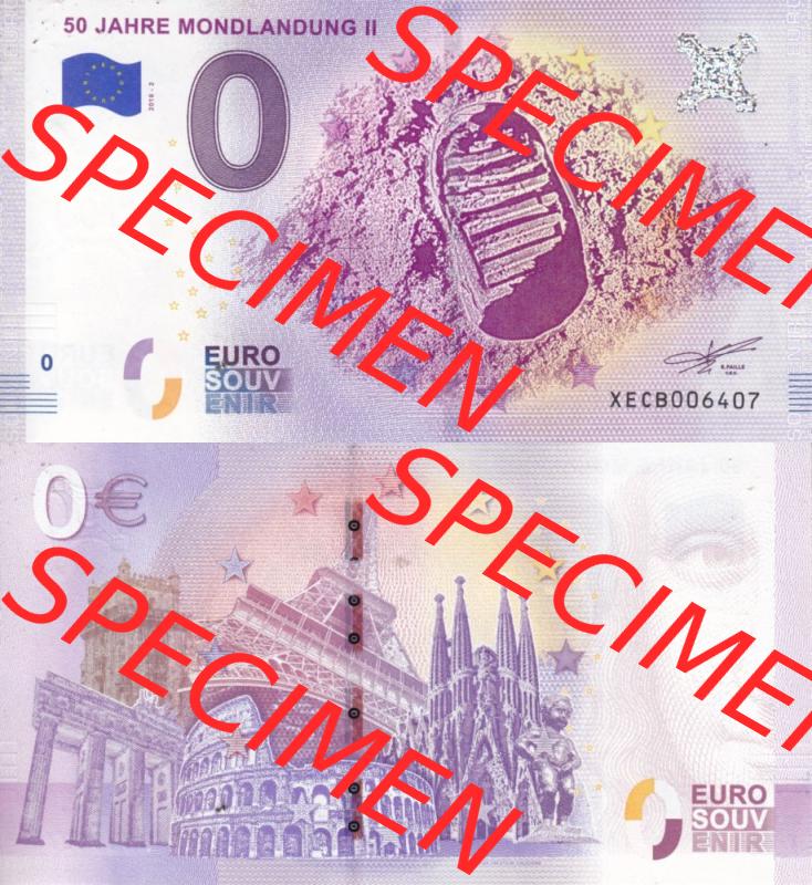 0-Euro Souvenirscheine Deutschland 2018-2, XECB, 50 Jahre Mondlandung II (3) Sammlung