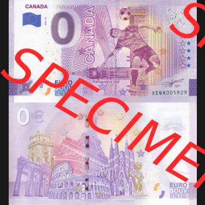 0-Euro Souvenirscheine Deutschland 2022-CA, Fußball-WM in Katar XEQA, Kanada - Canada (3) Sammlung