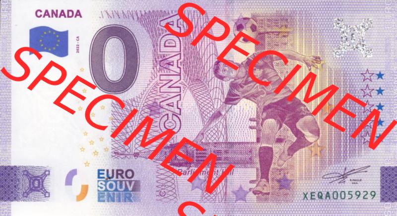 0-Euro Souvenirscheine Deutschland 2022-CA, Fußball-WM in Katar XEQA, Kanada - Canada (1) Sammlung