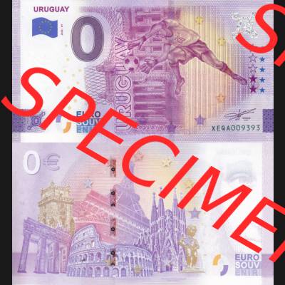 0-Euro Souvenirscheine Deutschland 2022-UY, Fußball-WM in Katar XEQA, Uruquay (3) Sammlung