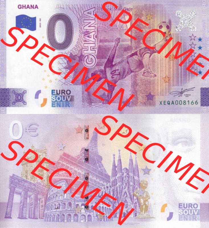 0-Euro Souvenirscheine Deutschland 2022-GH, Fußball-WM in Katar XEQA, Ghana (3) Sammlung