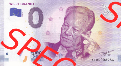 0-Euro Souvenirscheine Deutschland 2018 (Stück 1), XEDG, Willy Brandt (1) Sammlung