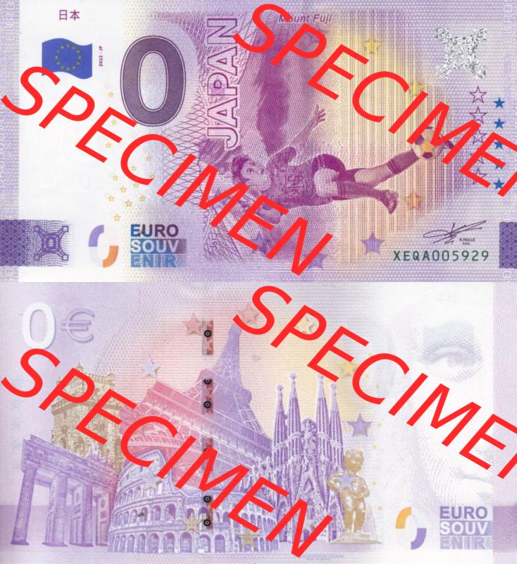 0-Euro Souvenirscheine Deutschland 2022-JP, Fußball-WM in Katar XEQA, Japan (3) Sammlung