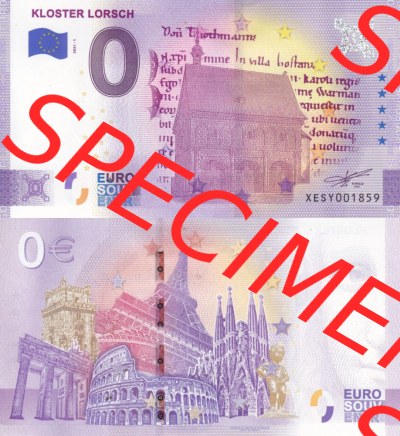 0-Euro Souvenirscheine Deutschland 2021 (Stück 1), XESY, Kloster Lorsch (3) Sammlung