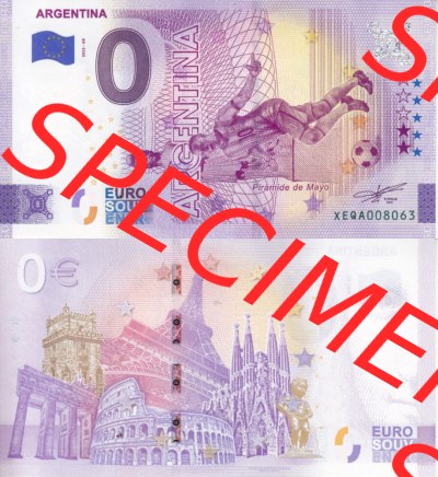 0-Euro Souvenirscheine Deutschland 2022-AR, Fußball-WM in Katar XEQA, Argentinien - Argentina (3) Sammlung