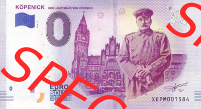 0-Euro Souvenirscheine Deutschland 2018 (Stück 1), XEPM, Köpenick, Der Hauptmann von Köpenick (1) Sammlung