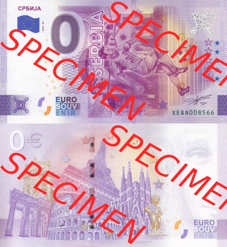 0-Euro Souvenirscheine Deutschland 2022-RS, Fußball-WM in Katar XEQA, Serbien - Serbia (3) Sammlung