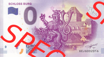 0-Euro Souvenirscheine Deutschland 2017 (Stück 5), XEJG, Schloss Burg (1) Sammlung
