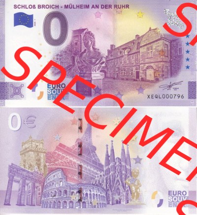 0-Euro Souvenirscheine Deutschland 2020 (Stück 1), XEQL, Schloß Broich - Mülheim An Der Ruhr (3) Sammlung