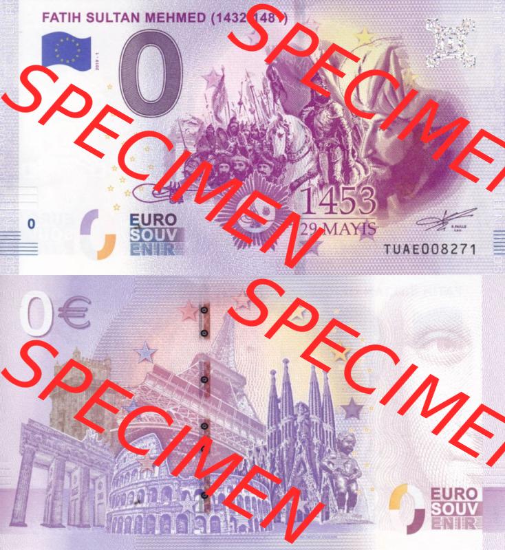 0-Euro Souvenirscheine Türkei 2019-1, TUAE, Fatih Sultan Mehmed ( 1432- 1481) (3) Sammlung