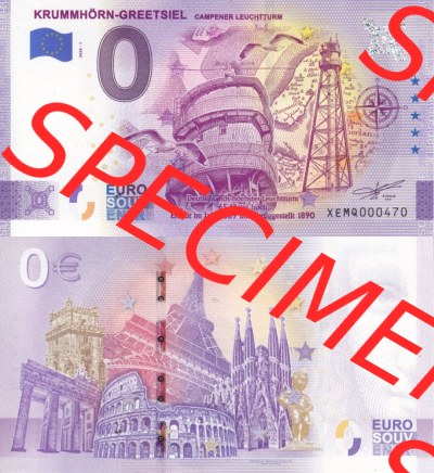 0-Euro Souvenirscheine Deutschland 2020 (Stück 1), XEMQ, Krummhörn-Greetsiel - Campener Leuchtturm (3) Sammlung