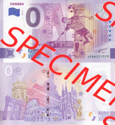 0-Euro Souvenirscheine Deutschland 2022-CA, Fußball-WM in Katar XEQA, Kanada - Canada (3) Sammlung