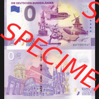 0-Euro Souvenirscheine Deutschland 2020-14, XEFT, Die deutschen Bundesländer - Bremen (3) Sammlung