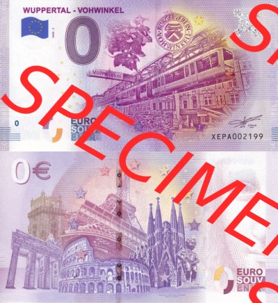 0-Euro Souvenirscheine Deutschland 2020 (Stück 2), XEPA, Wuppertal - Vohwinkel (3) Sammlung