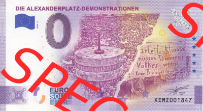 0-Euro Souvenirscheine Deutschland 2020 (Stück 2), XEMZ, Die Alexanderplatz-Demonstrationen (1) Sammlung