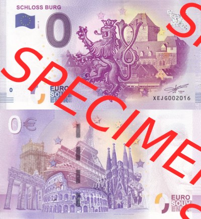 0-Euro Souvenirscheine Deutschland 2017 (Stück 5), XEJG, Schloss Burg (3) Sammlung