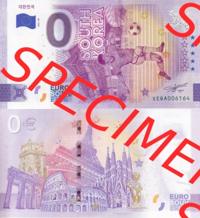 0-Euro Souvenirscheine Deutschland 2022-KR, Fußball-WM in Katar XEQA, Süd-Korea - South-Korea (3) Sammlung