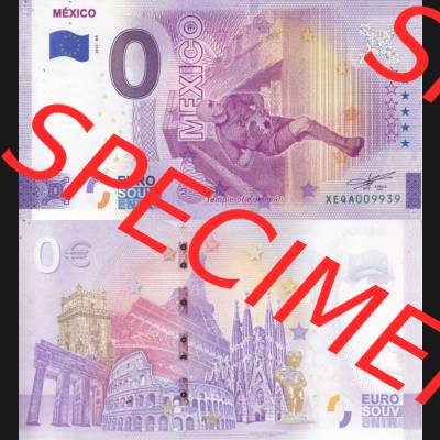 0-Euro Souvenirscheine Deutschland 2022-MX, Fußball-WM in Katar XEQA, Mexiko - Mexico (3) Sammlung