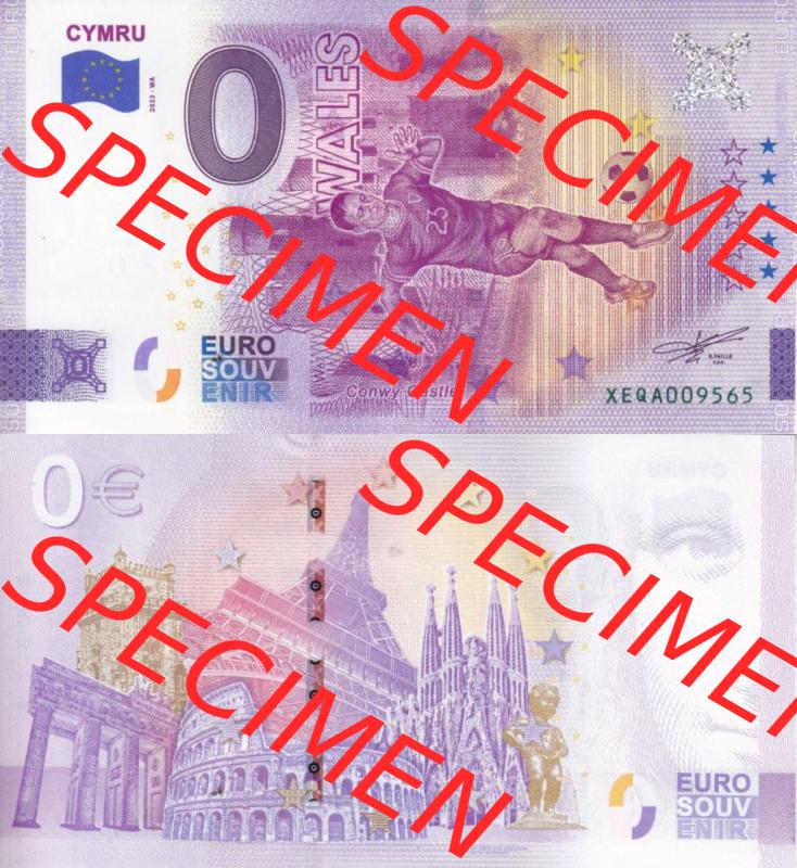 0-Euro Souvenirscheine Deutschland 2022-WA, Fußball-WM in Katar XEQA, Wales - CYMRU (3) Sammlung