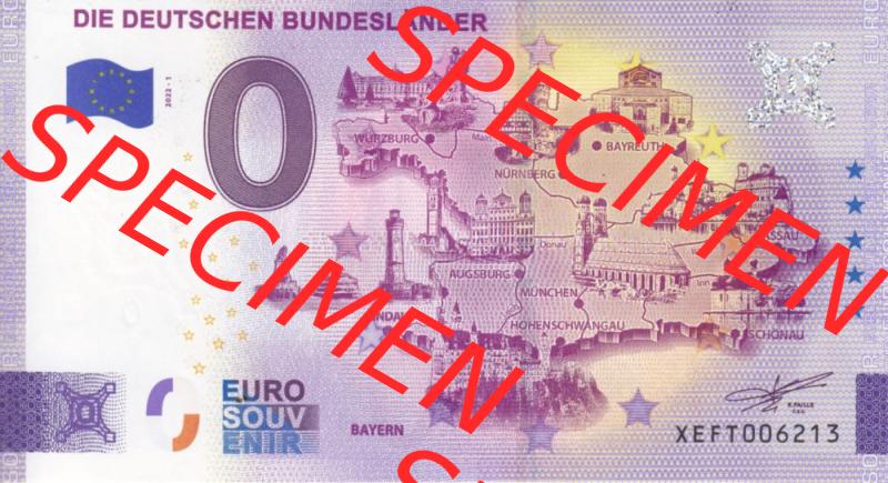 0-Euro Souvenirscheine Deutschland 2022-1, XEFT, Die deutschen Bundesländer - Bayern (1) Sammlung