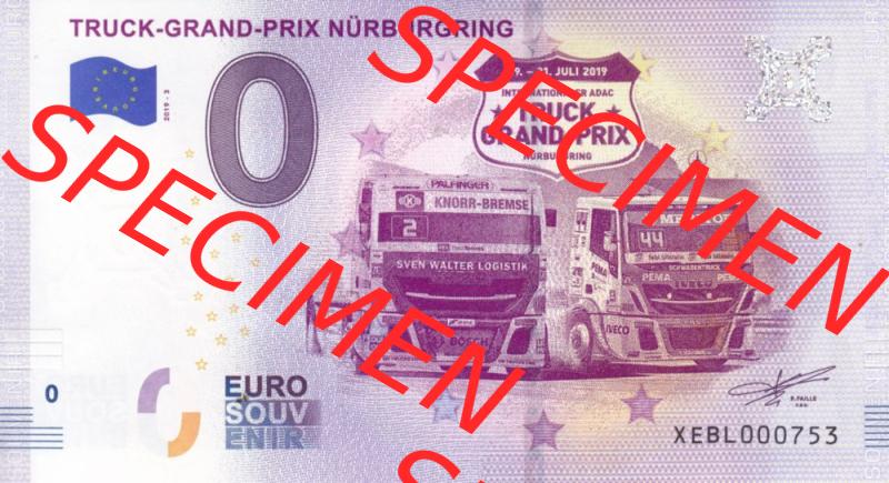 0-Euro Souvenirscheine Deutschland 2019-3, Truck-Grand-Prix Nürburgring (1) Sammlung