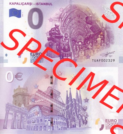 0-Euro Souvenirscheine Türkei 2019 (Stück 1), TUAF, Kapalicarsi - Istanbul (3) Sammlung