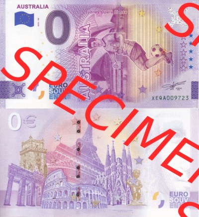 0-Euro Souvenirscheine Deutschland 2022-AU, Fußball-WM in Katar XEQA, Australien - Australia (3) Sammlung