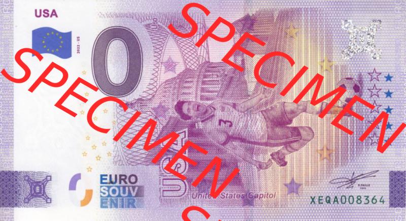 0-Euro Souvenirscheine Deutschland 2022-US, Fußball-WM in Katar XEQA, USA - Amerika (1) Sammlung