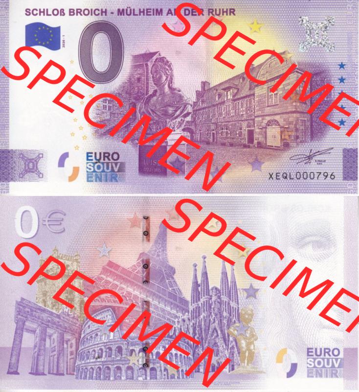 0-Euro Souvenirscheine Deutschland 2020-1, XEQL, Schloß Broich - Mülheim An Der Ruhr (3) Sammlung