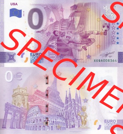 0-Euro Souvenirscheine Deutschland 2022-US, Fußball-WM in Katar XEQA, USA - Amerika (3) Sammlung