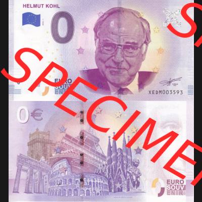 0-Euro Souvenirscheine Deutschland 2018-1, XEDM, Helmut Kohl (3) Sammlung