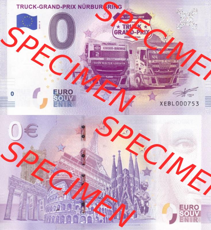 0-Euro Souvenirscheine Deutschland 2019-3, Truck-Grand-Prix Nürburgring (3) Sammlung