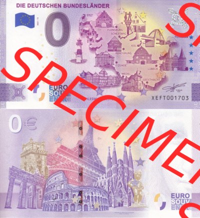 0-Euro Souvenirscheine Deutschland 2021 (Stück 11), XEFT, Die deutschen Bundesländer - Schleswig-Holstein (3) Sammlung