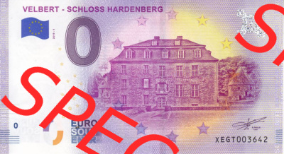 0-Euro Souvenirscheine Deutschland 2019 (Stück 1), XEGT, Velbert - Schloss Hardenberg (1) Sammlung
