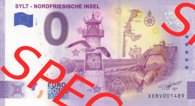 0-Euro Souvenirscheine Deutschland 2021 (Stück 1), XERV, Sylt - Nordfriesische Insel (1) Sammlung