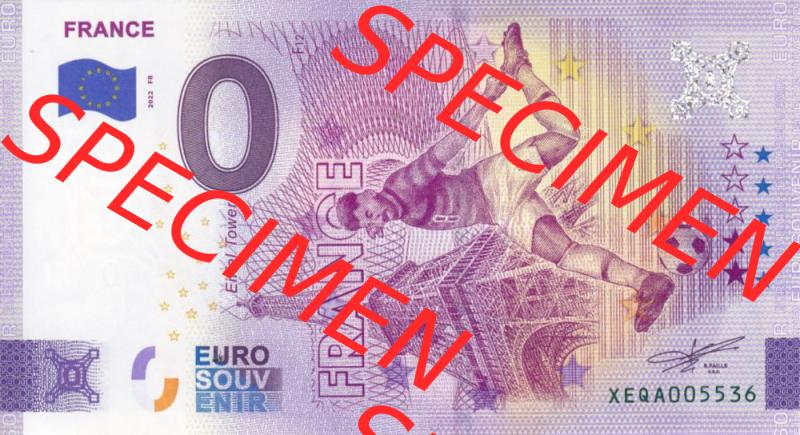 0-Euro Souvenirscheine Deutschland 2022-FR, Fußball-WM in Katar XEQA, Frankreich - France (1) Sammlung