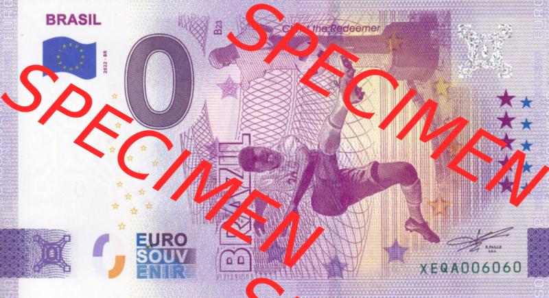 0-Euro Souvenirscheine Deutschland 2022-BR, Fußball-WM in Katar XEQA, Brasilien - Brazil (1) Sammlung