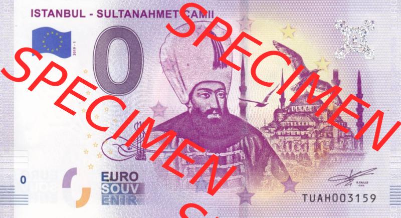 0-Euro Souvenirscheine Türkei 2019-1, TUAH, Istanbul - Sultanahmet Camii (1) Sammlung