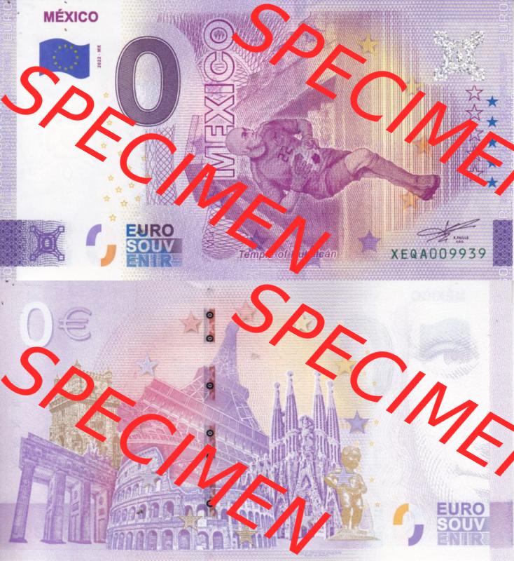 0-Euro Souvenirscheine Deutschland 2022-MX, Fußball-WM in Katar XEQA, Mexiko - Mexico (3) Sammlung