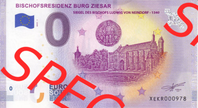 0-Euro Souvenirscheine Deutschland 2019 (Stück 1), XEKR, Bischofsresidenz Burg Ziesar - Siegel Des Bischofs Ludwig Von Neindorf... Sammlung