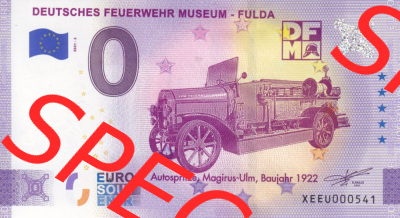 0-Euro Souvenirscheine Deutschland 2021 (Stück 2), XEEU, Deutsches Feuerwehr Museum - Fulda, Autospritze Magirus - Ulm, Baujahr... Sammlung