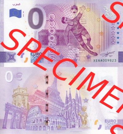 0-Euro Souvenirscheine Deutschland 2022-MA, Fußball-WM in Katar XEQA, Marokko - Morocco (3) Sammlung