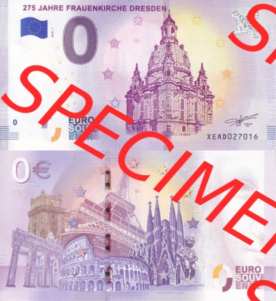 0-Euro Souvenirscheine Deutschland 2018 (Stück 1), XEAD, 275 Jahre Frauenkirche Dresden (3) Sammlung