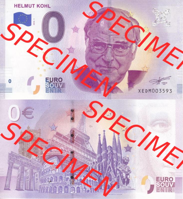 0-Euro Souvenirscheine Deutschland 2018-1, XEDM, Helmut Kohl (3) Sammlung