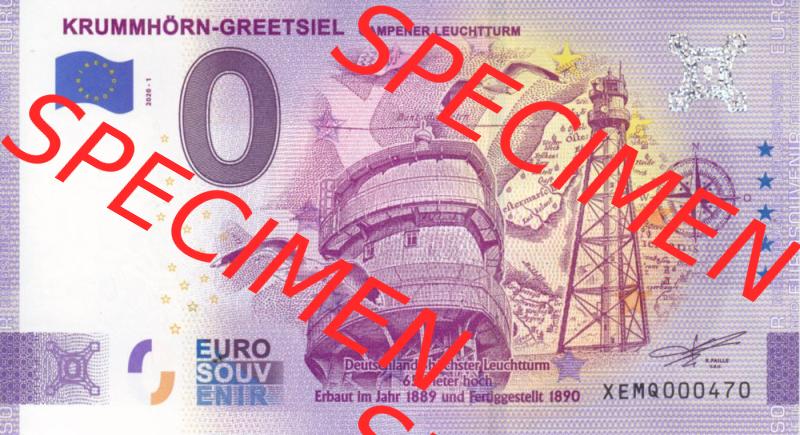 0-Euro Souvenirscheine Deutschland 2020-1, XEMQ, Krummhörn-Greetsiel - Campener Leuchtturm (1) Sammlung