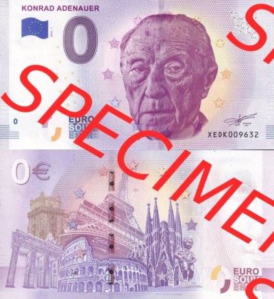 0-Euro Souvenirscheine Deutschland 2018 (Stück 1), XEDK, Konrad Adenauer (3) Sammlung