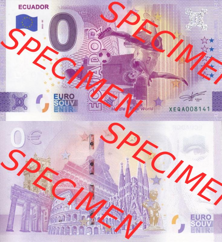 0-Euro Souvenirscheine Deutschland 2022-EC, Fußball-WM in Katar XEQA, Ecuador (3) Sammlung