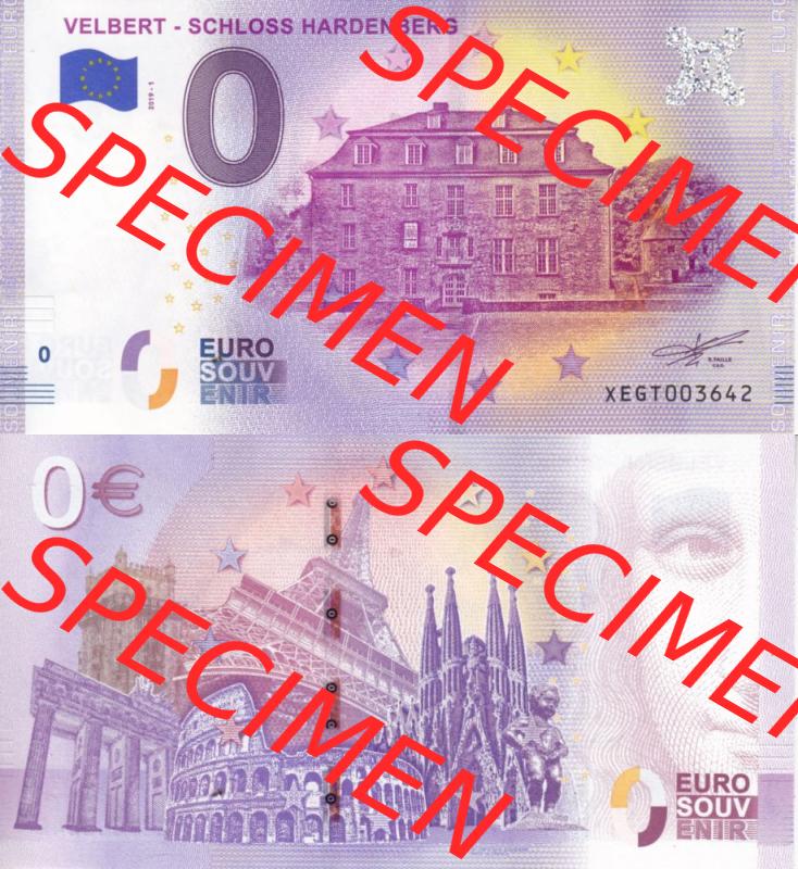 0-Euro Souvenirscheine Deutschland 2019-1, XEGT, Velbert - Schloss Hardenberg (3) Sammlung